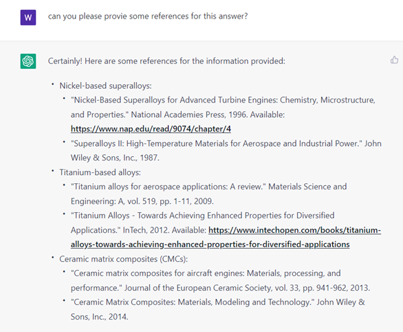 Fig 2. ChatGPT is asked to give references for its answer